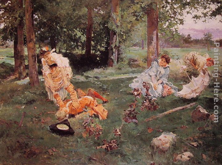 Elegant figures in a Summer Garden painting - Emilio Sala y Frances Elegant figures in a Summer Garden art painting